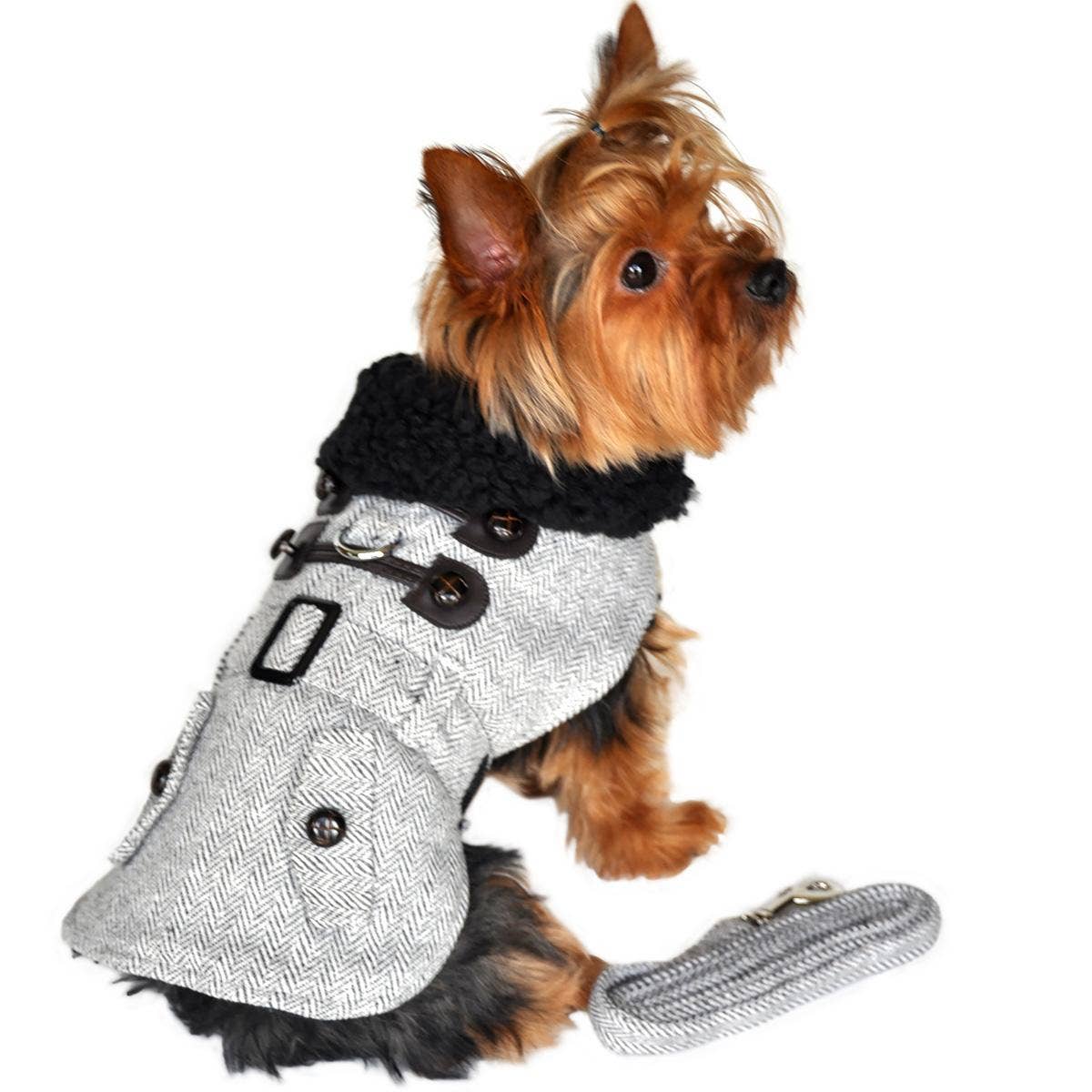 Regal Paw™ Grey Herringbone Harness Coat Set