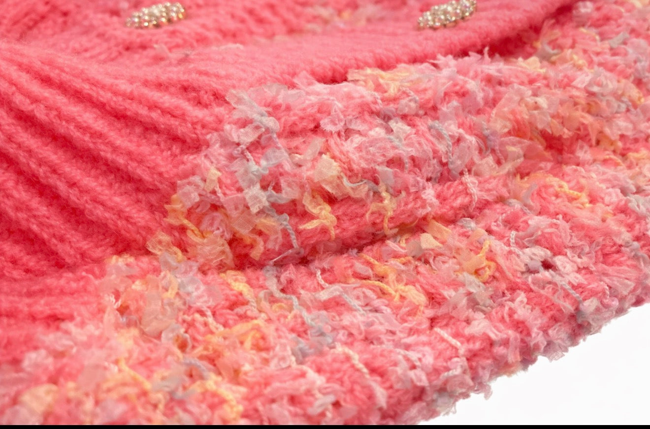 Pink Parisian Tweed Dog Sweater