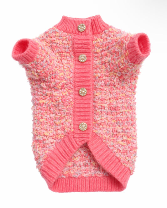 Pink Parisian Tweed Dog Sweater