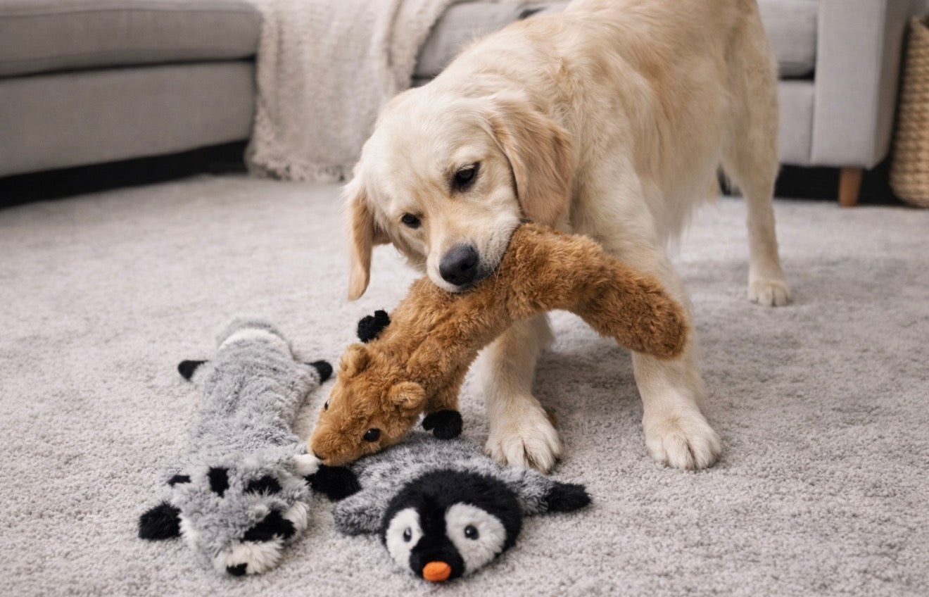 Stuffing-Free Plush Animal Dog Toy Bundle