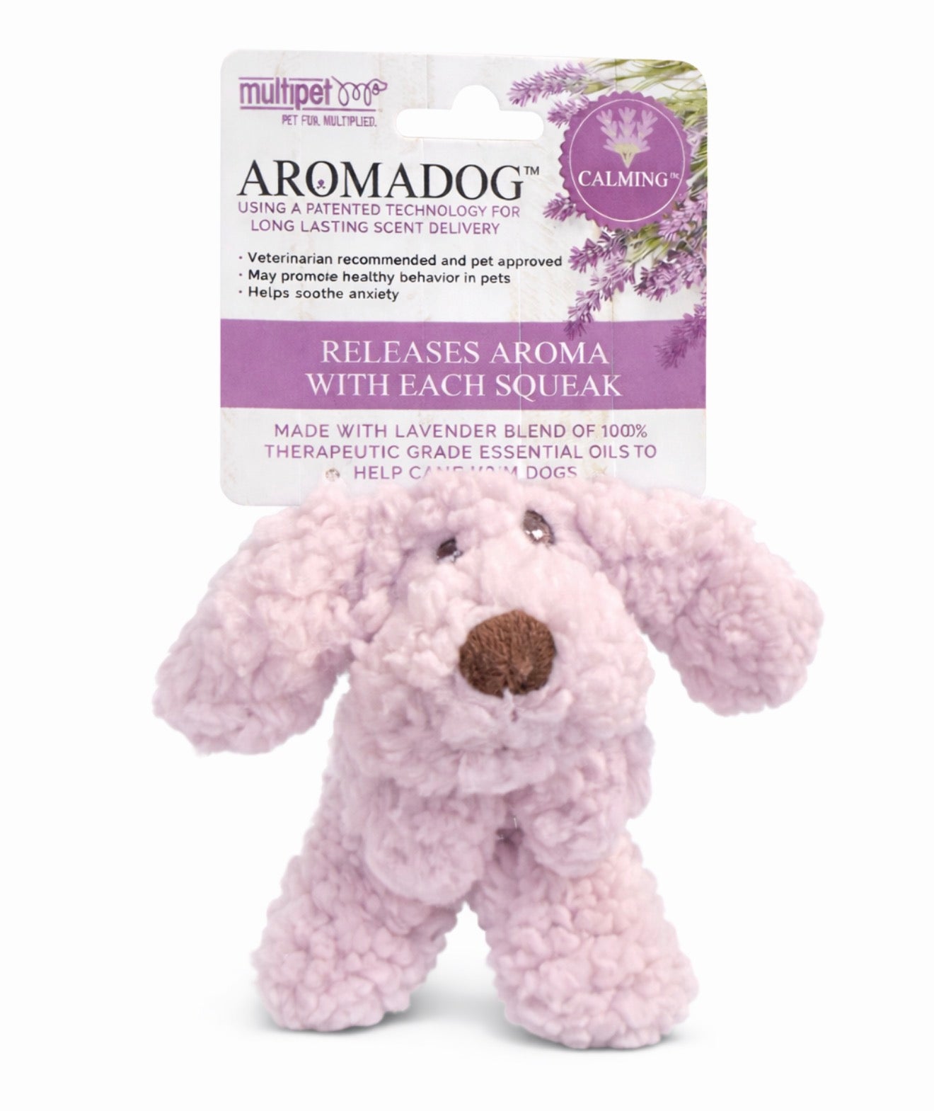 Lavender Mini Calming Plush Dog Toy – Aromatherapy Squeaky Puppy Toy